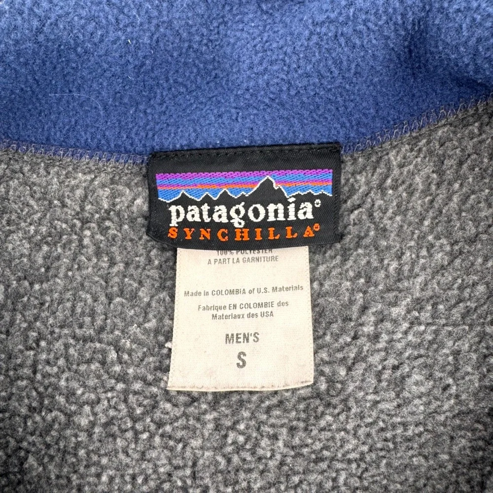 Patagonia Synchilla Fleece Vest Mens‎ Small Grey Blue Full Zip Gorpcore Outdoor